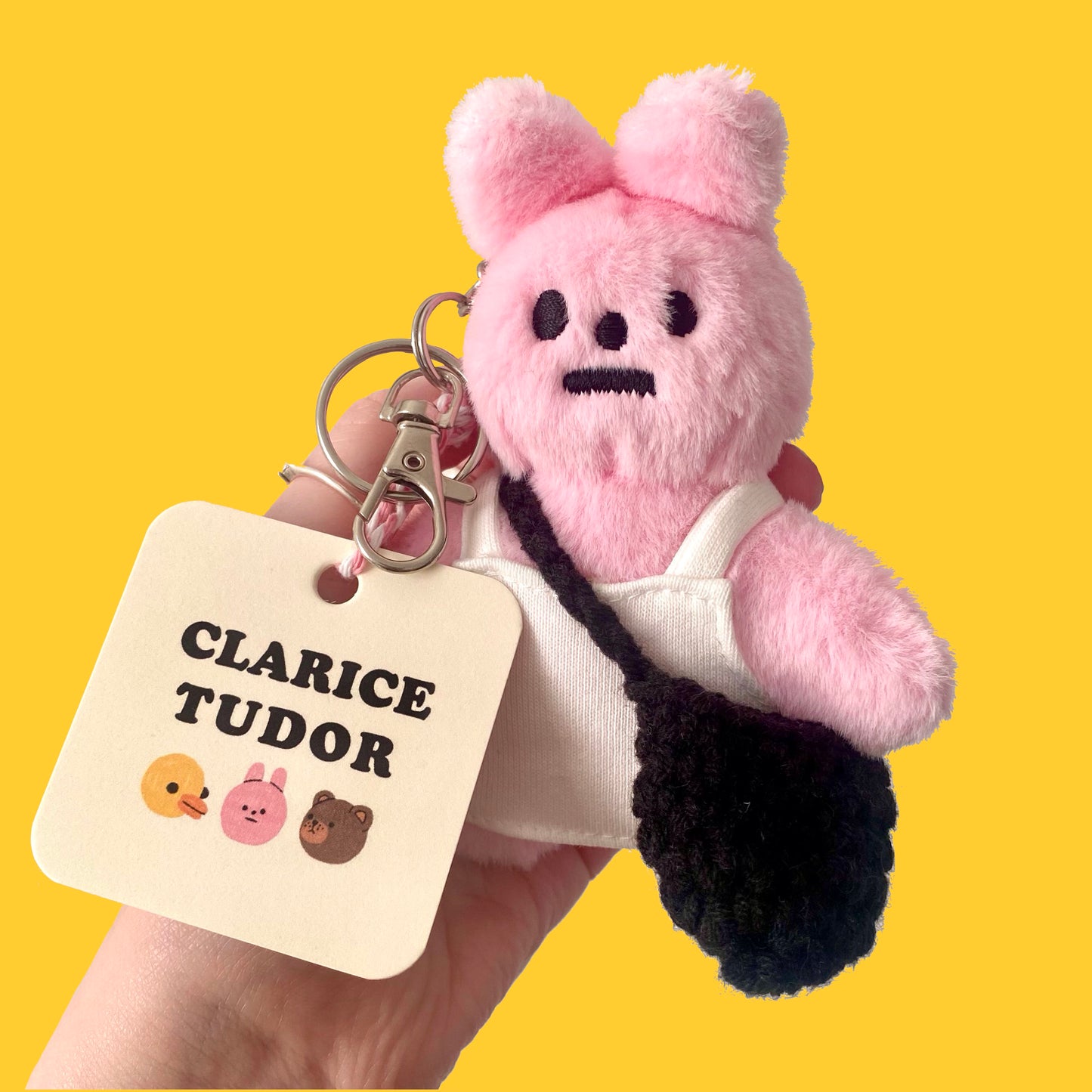 Pink Rabbit Plushie Keyring