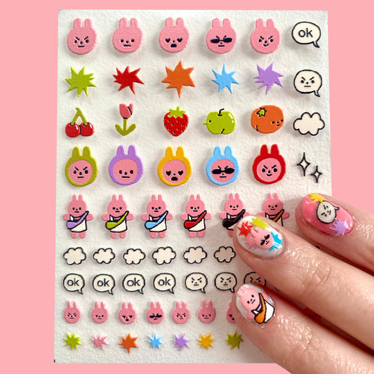 3D Nail Stickers Pink Rabbits
