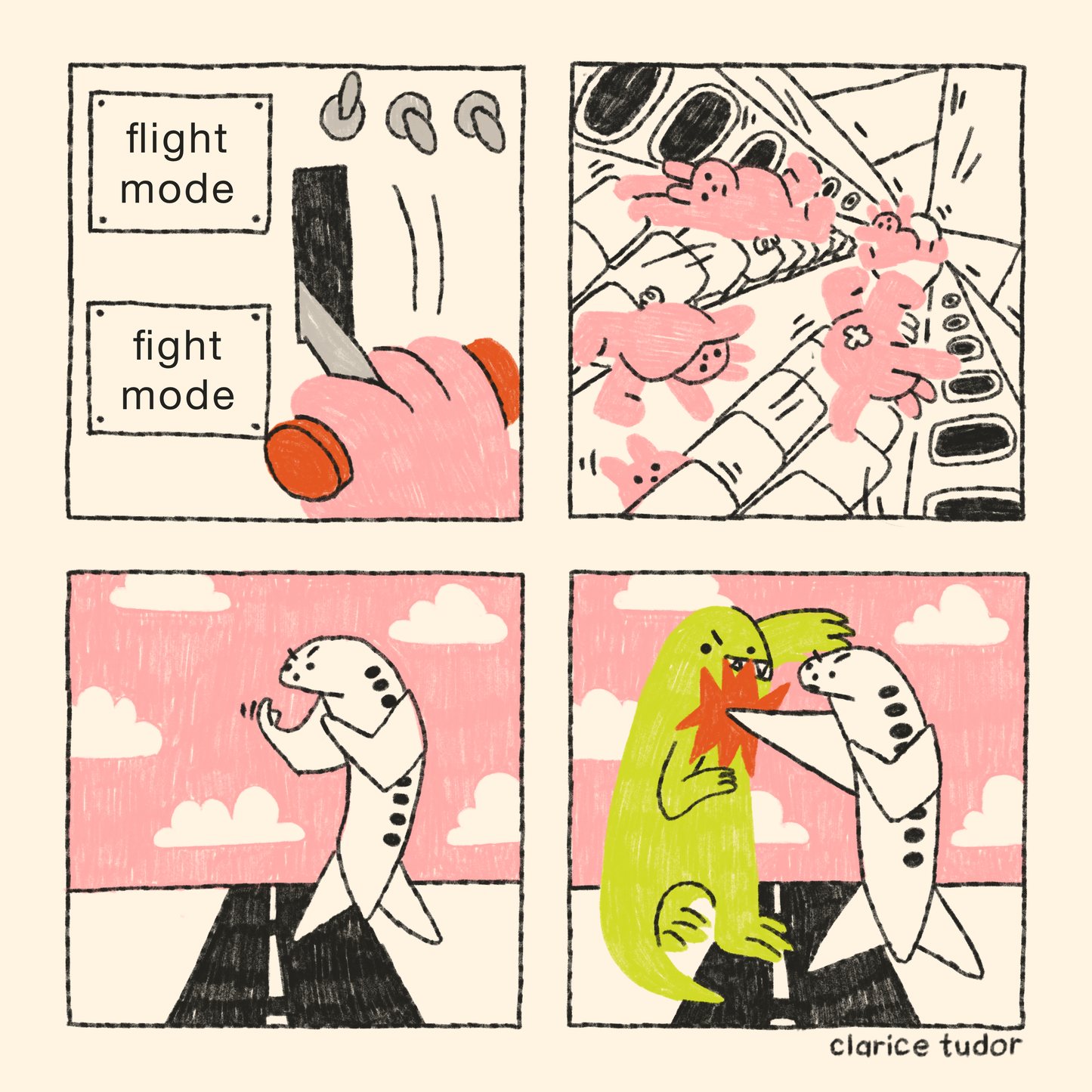 Fight or Flight Comic Postcard Print