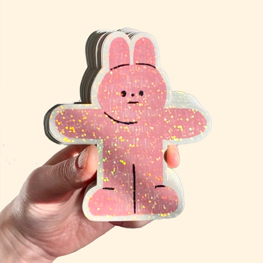 Pink Rabbit Glitter Sticker