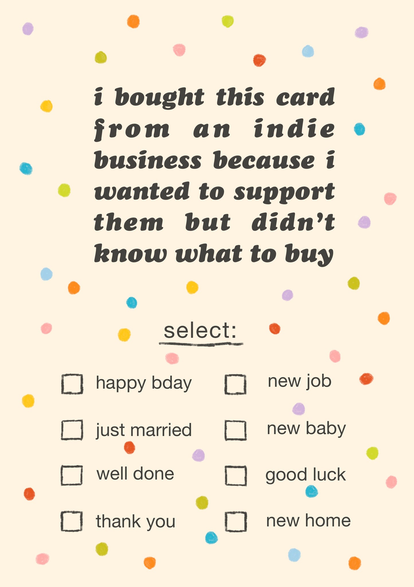 Indie Biz Greetings card