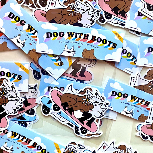 Dog with Boots Webcomic Sticker Pack